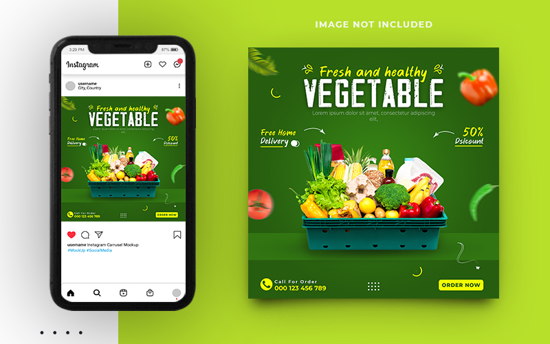 Vegetables And Fruits Social Media Post Banner Design