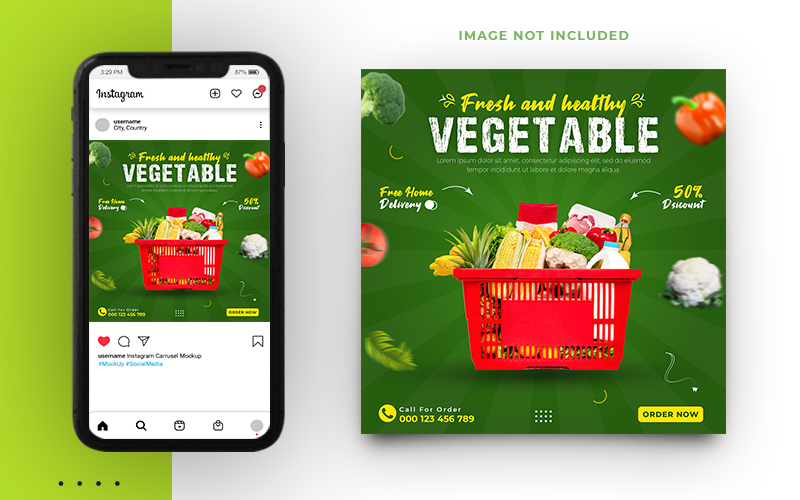 Vegetables And Fruits Social Media Post Banner