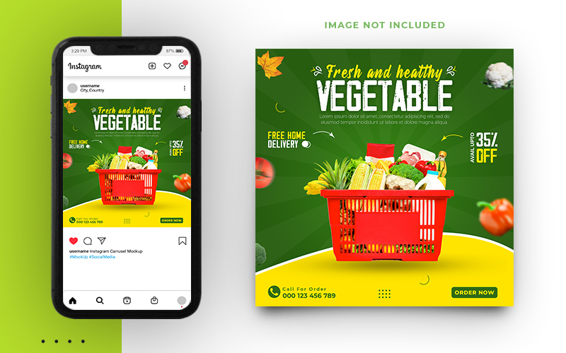 Fresh Vegetables And Fruits Social Media Post Banner Template