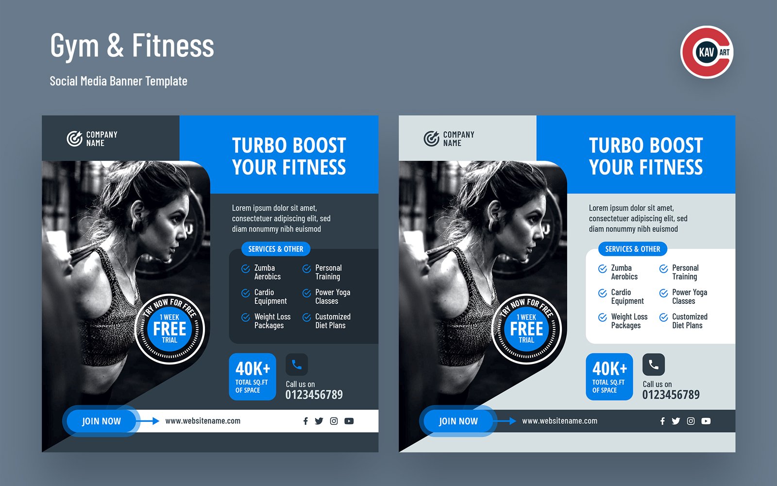 Gym and Fitness Social Media Banner Template - 00240