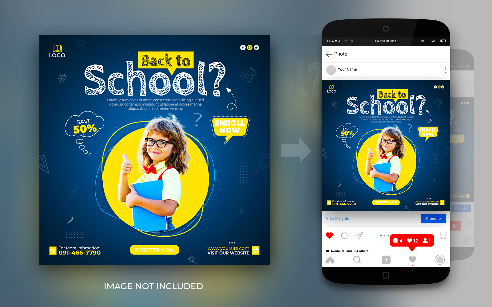 Back To School Social Media Instagram And Facebook Post Banner Design Template