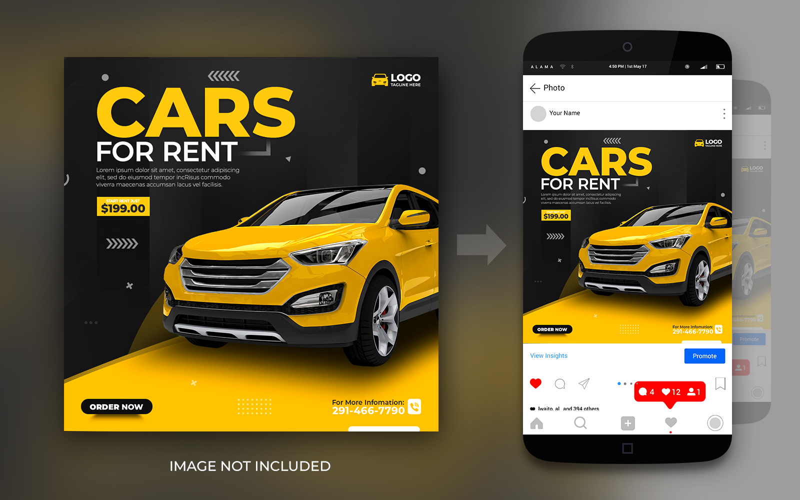 Rent A Car Instagram Or Facebook Social Media Post Banner Template