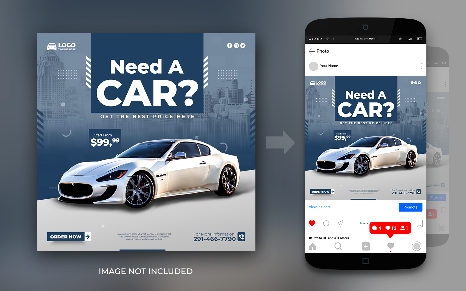 Need A Car Instagram Or Facebook Social Media Post Banner Design Template