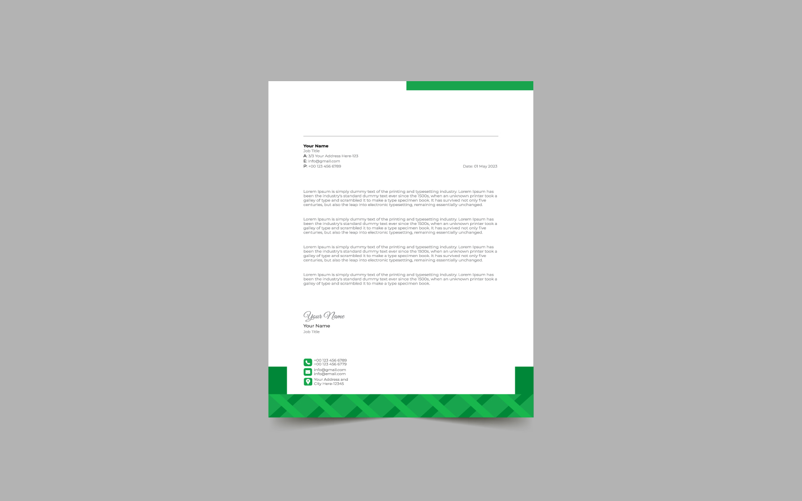 Green Modern Letterhead Pad Template Design