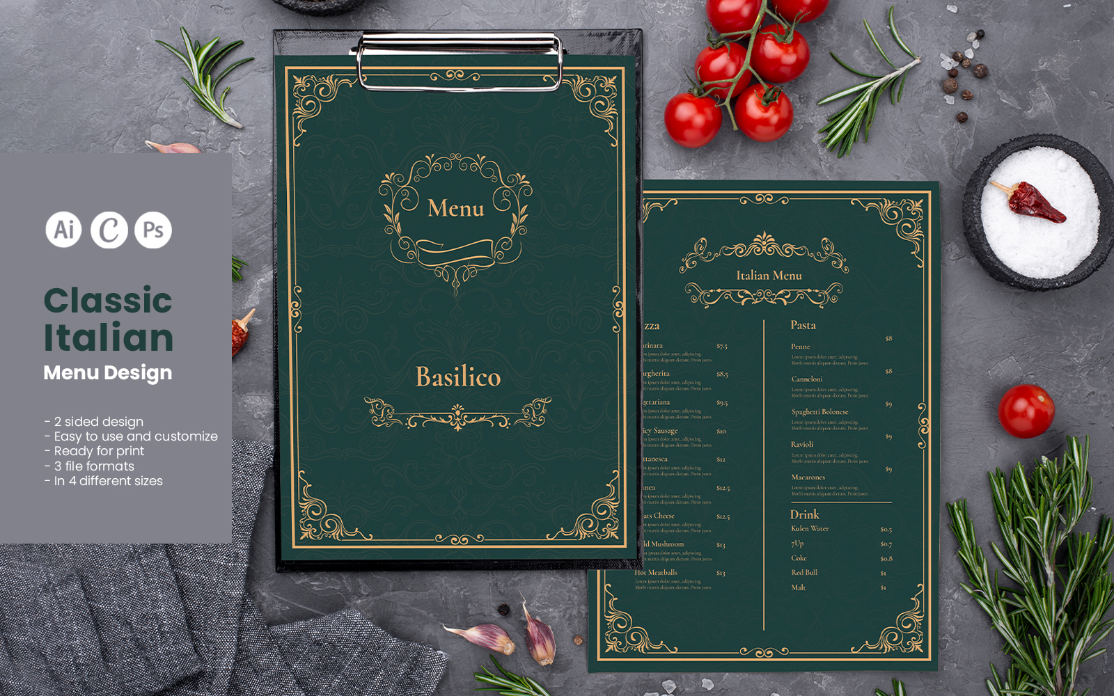 Classic Menu Template Design