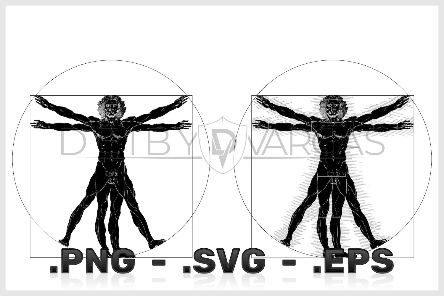 Black And White Vitruvian Man Vector Design