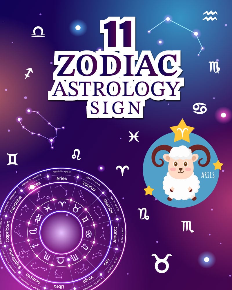 11 Zodiac Wheel Astrological Sign Illustration