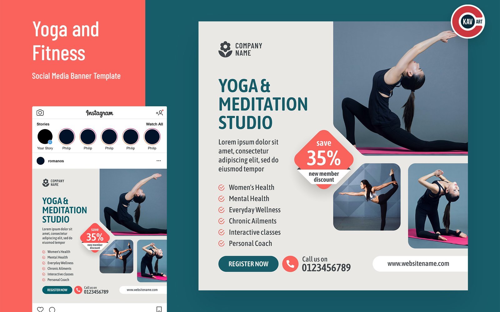 Yoga and Fitness Social Media Banner - 00249