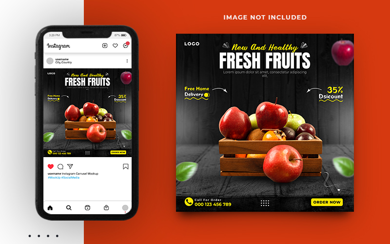 Fresh Fruits Social Media Post Banner Template