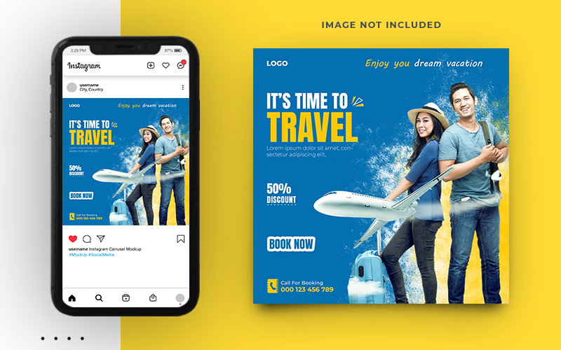 Travel Promo Social Media Instagram Post Banner Template Design