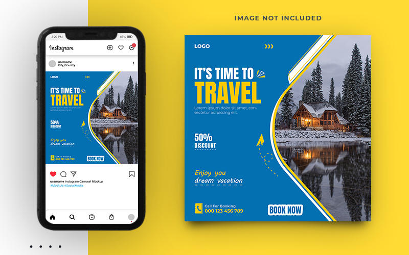 Travel Promo Social Media Instagram Post Banner Template