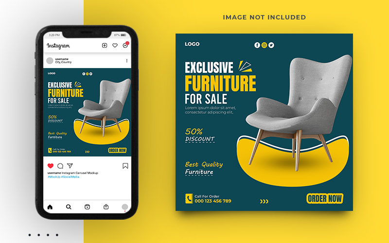 Furniture Sale  And Interior Promo Social Media Post Banner Set Templates