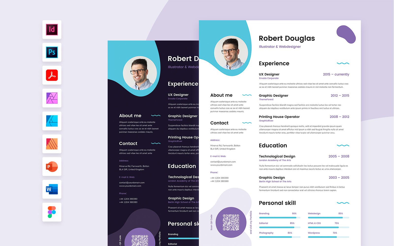 Liquid Resume CV Template Dark Mode