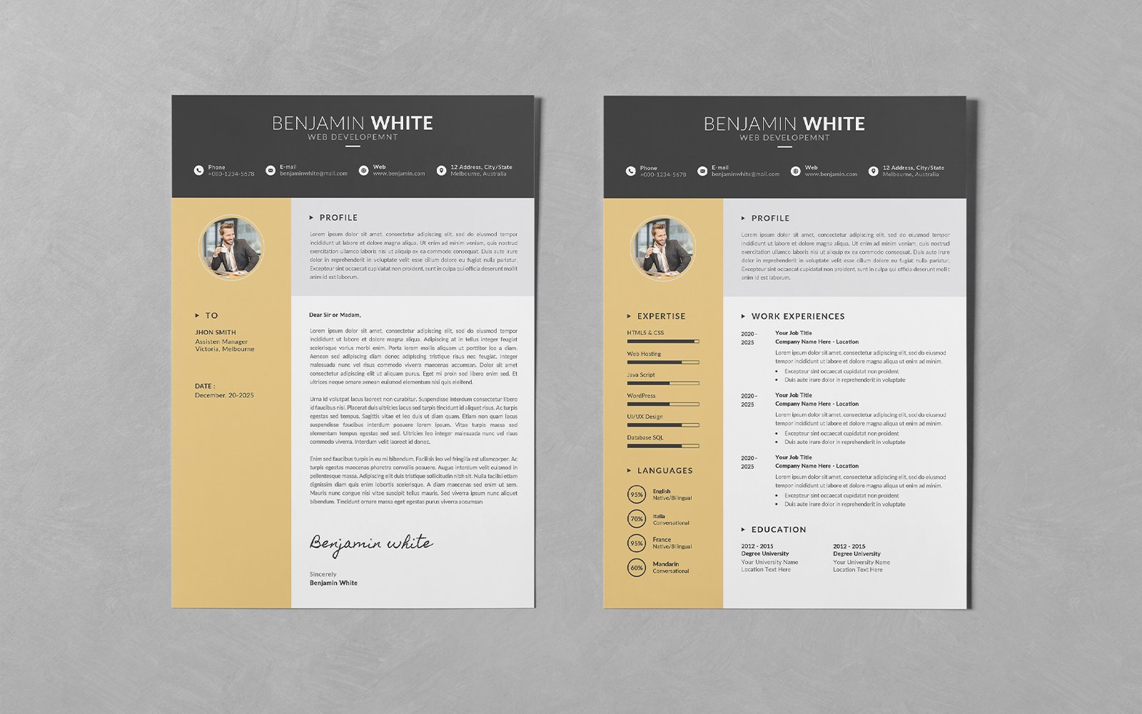 Modern Clean Professional Resume/CV Design PSD Templates