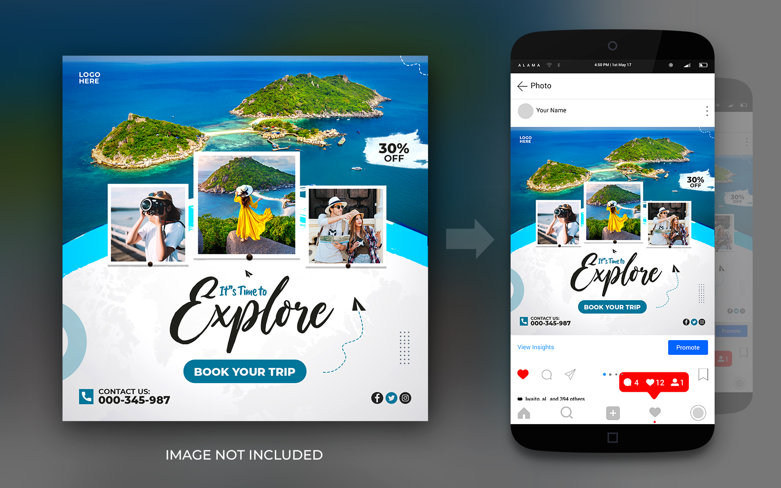 Travel And Tours Dream Adventure Social Media Instagram Post Or Square Banner Flyer Design Template