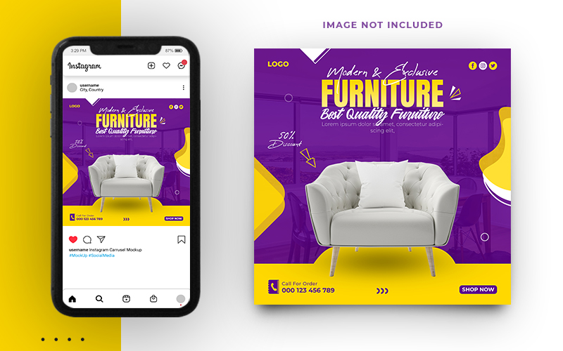 Furniture Sale  And Interior Promotion Instagram Social Media Post Banner Templates