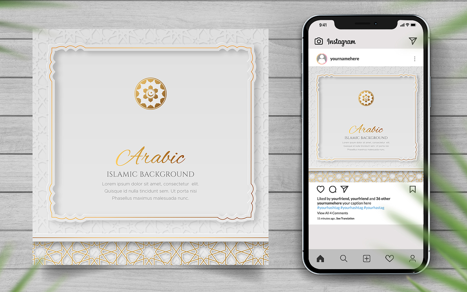 White And Blue Luxury Arabic Style Islamic Background Template With Copy Space For Text