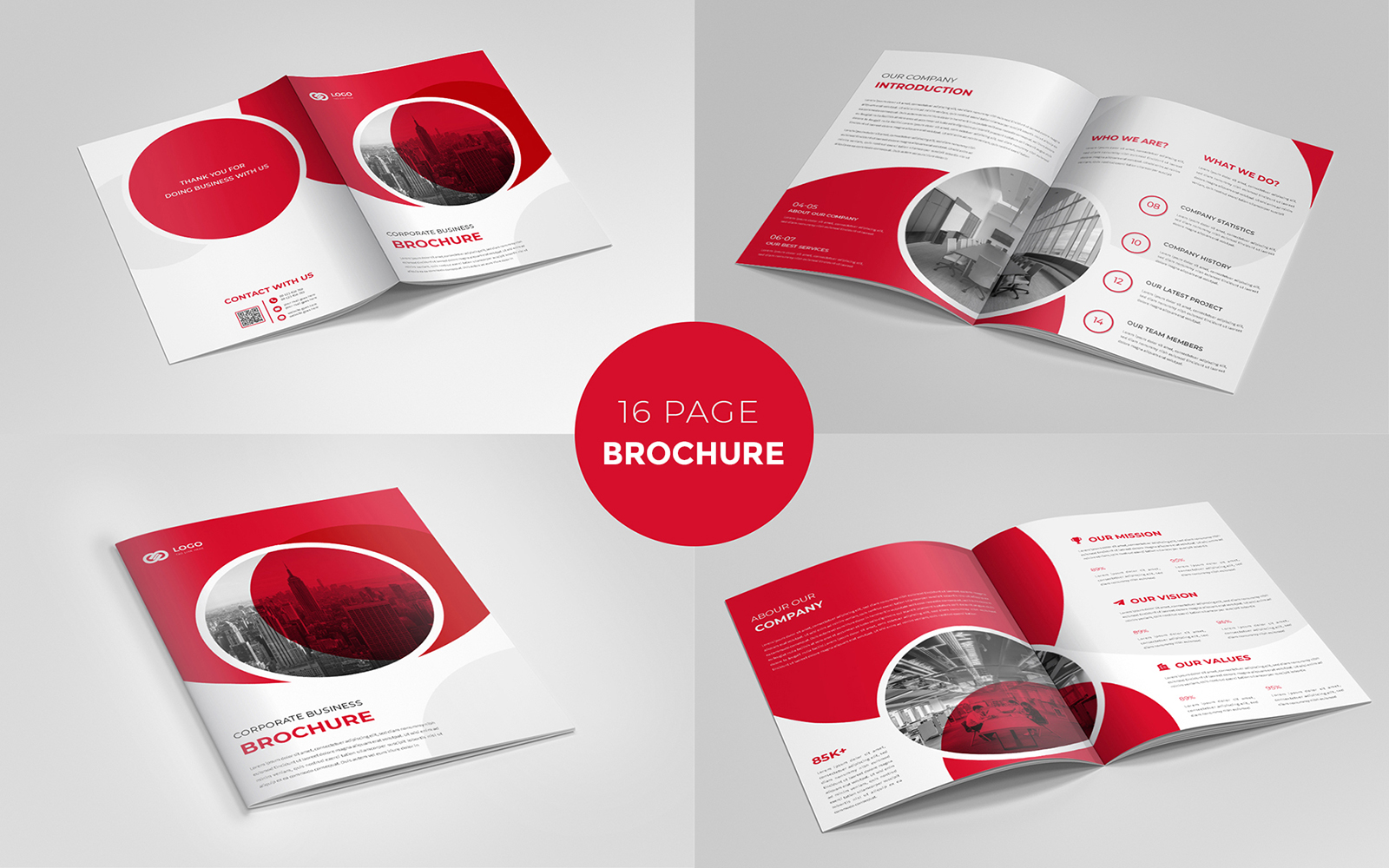 Company Profile Brochure Template Layout Or Orange Color Gradient Shape Minimalist Brochure Design