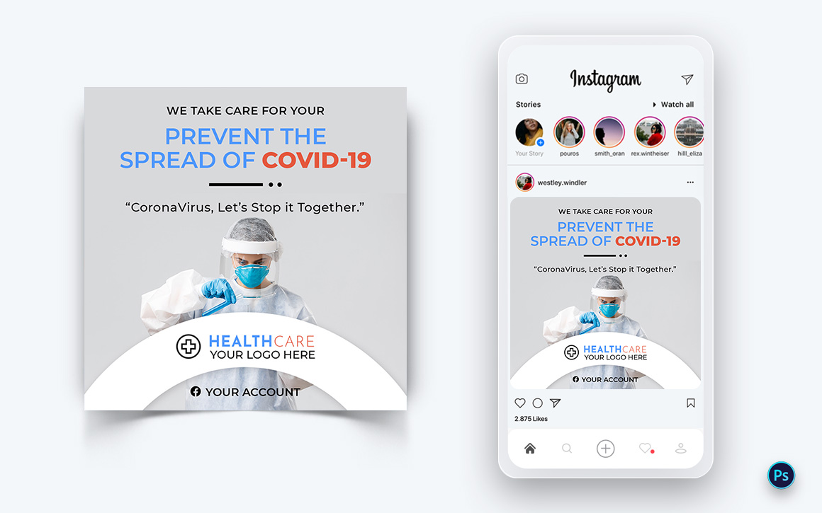 Corona Virus Awareness Social Media Post Design Template-02