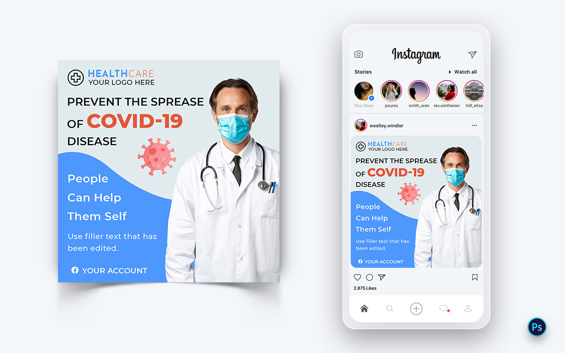 Corona Virus Awareness Social Media Post Design Template-05