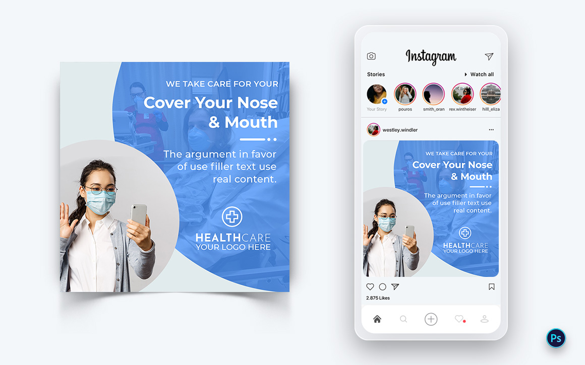 Corona Virus Awareness Social Media Post Design Template-08