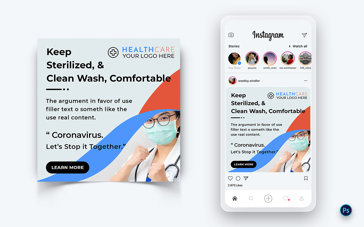 Corona Virus Awareness Social Media Post Design Template-09