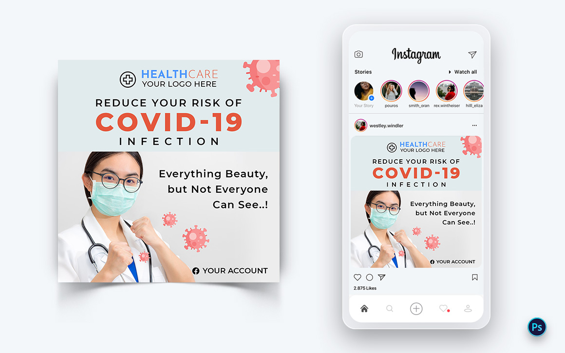 Corona Virus Awareness Social Media Post Design Template-10