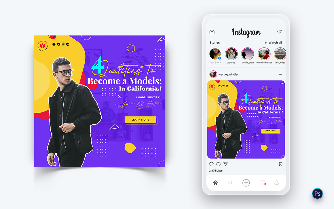 Fashion Sale Promotion Social Media Post Design Template-18