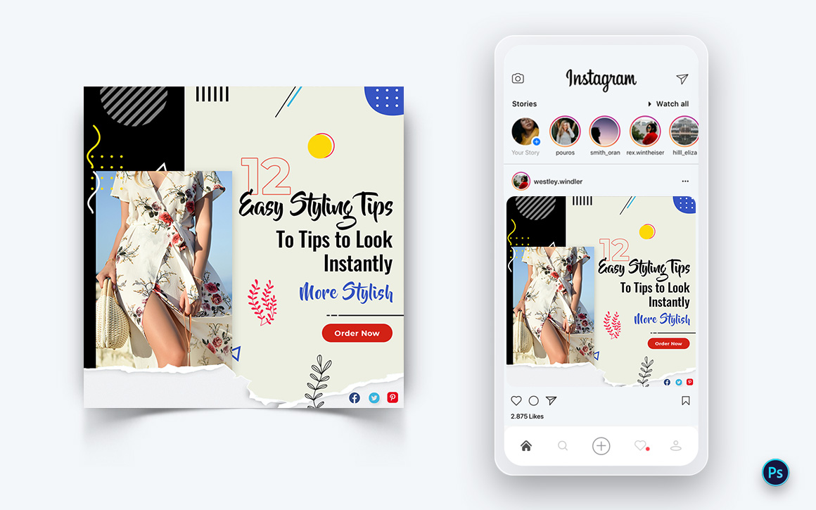 Fashion Sale Promotion Social Media Post Design Template-25