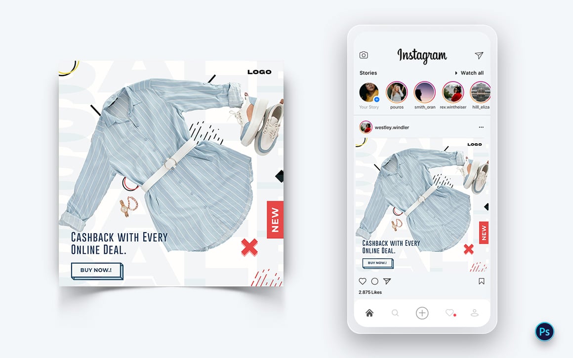 Fashion Sale Promotion Social Media Post Design Template-27