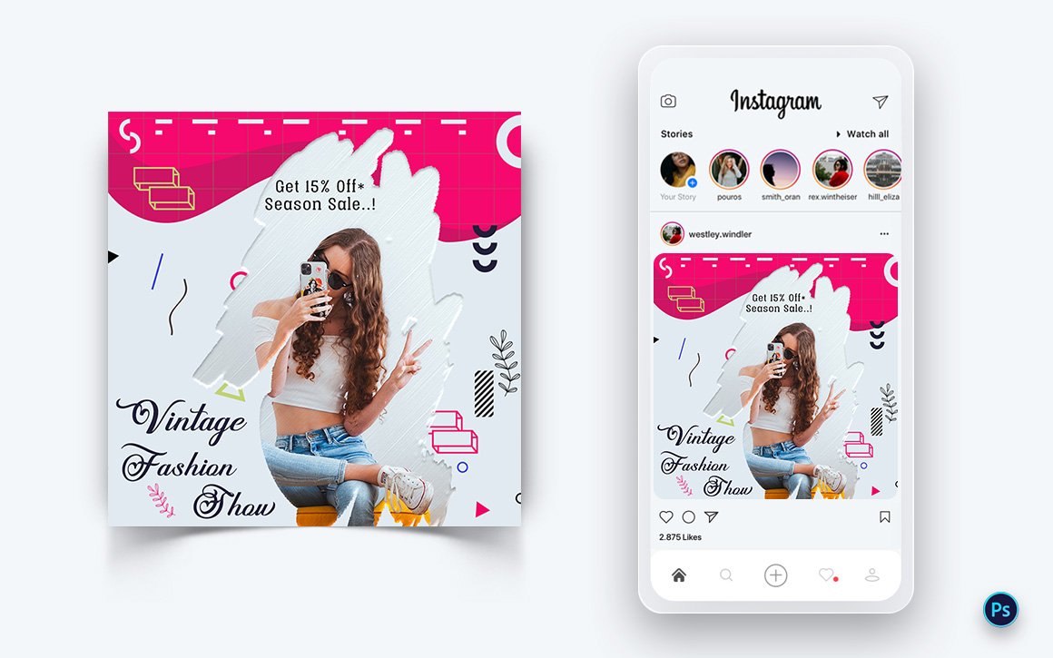 Fashion Sale Promotion Social Media Post Design Template-29