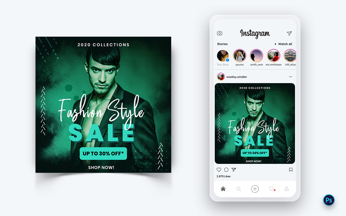 Fashion Sale Promotion Social Media Post Design Template-40