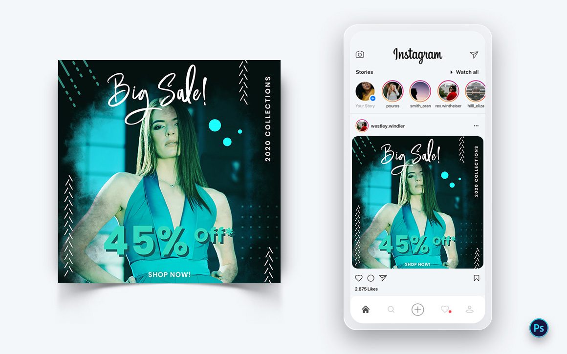 Fashion Sale Promotion Social Media Post Design Template-43