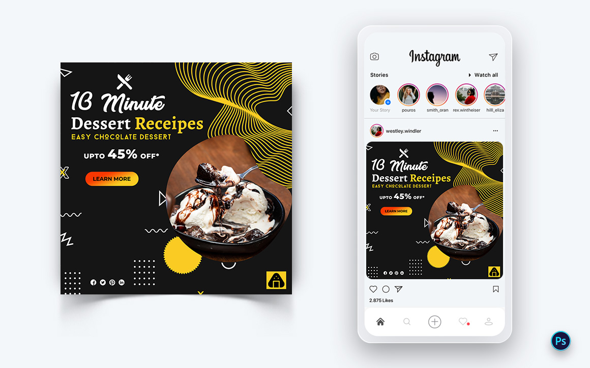 Food and Restaurant Social Media Post Design Template-26