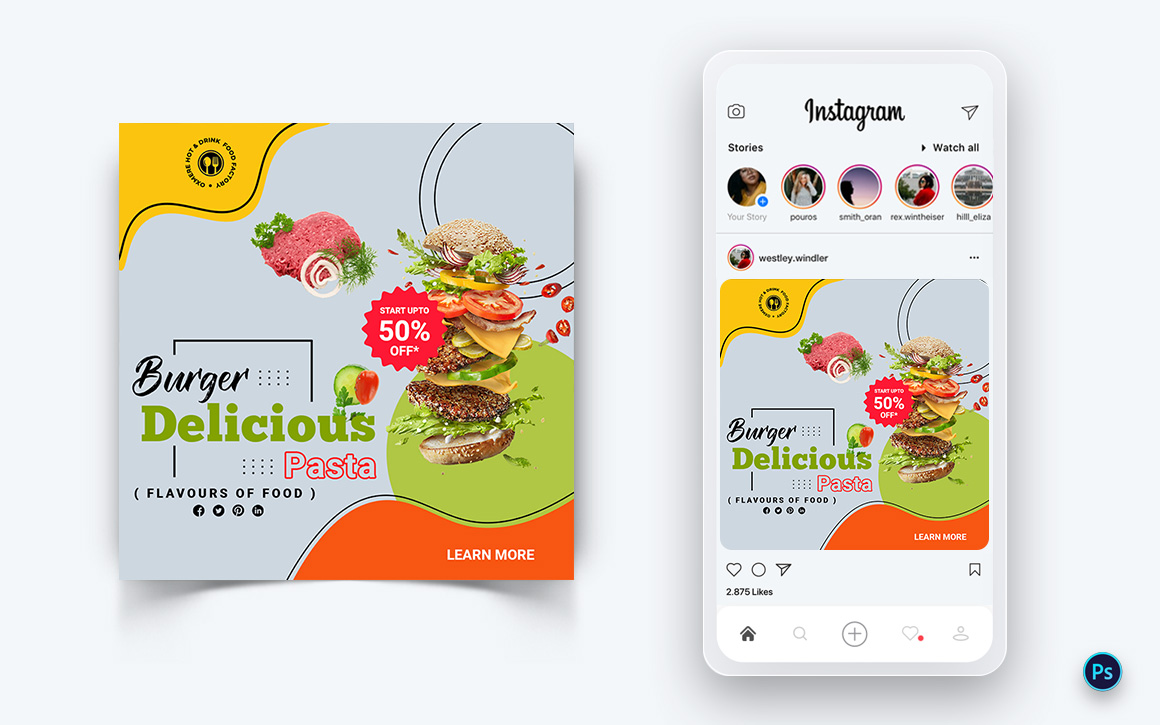 Food and Restaurant Social Media Post Design Template-31