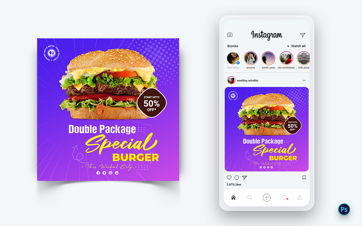 Food and Restaurant Social Media Post Design Template-34