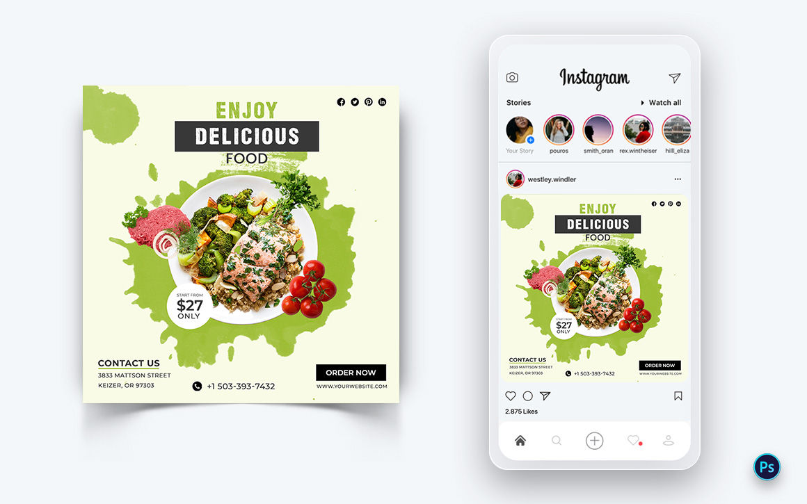 Food and Restaurant Social Media Post Design Template-52