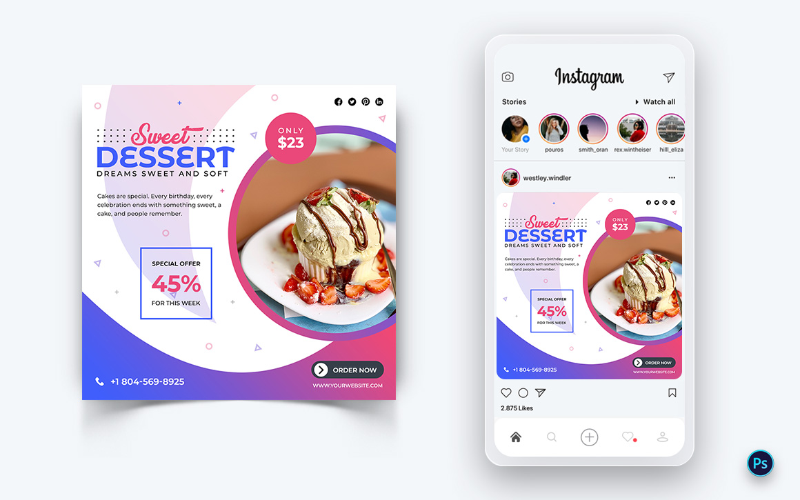 Food and Restaurant Social Media Post Design Template-60