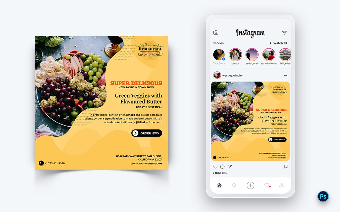 Food and Restaurant Social Media Post Design Template-76