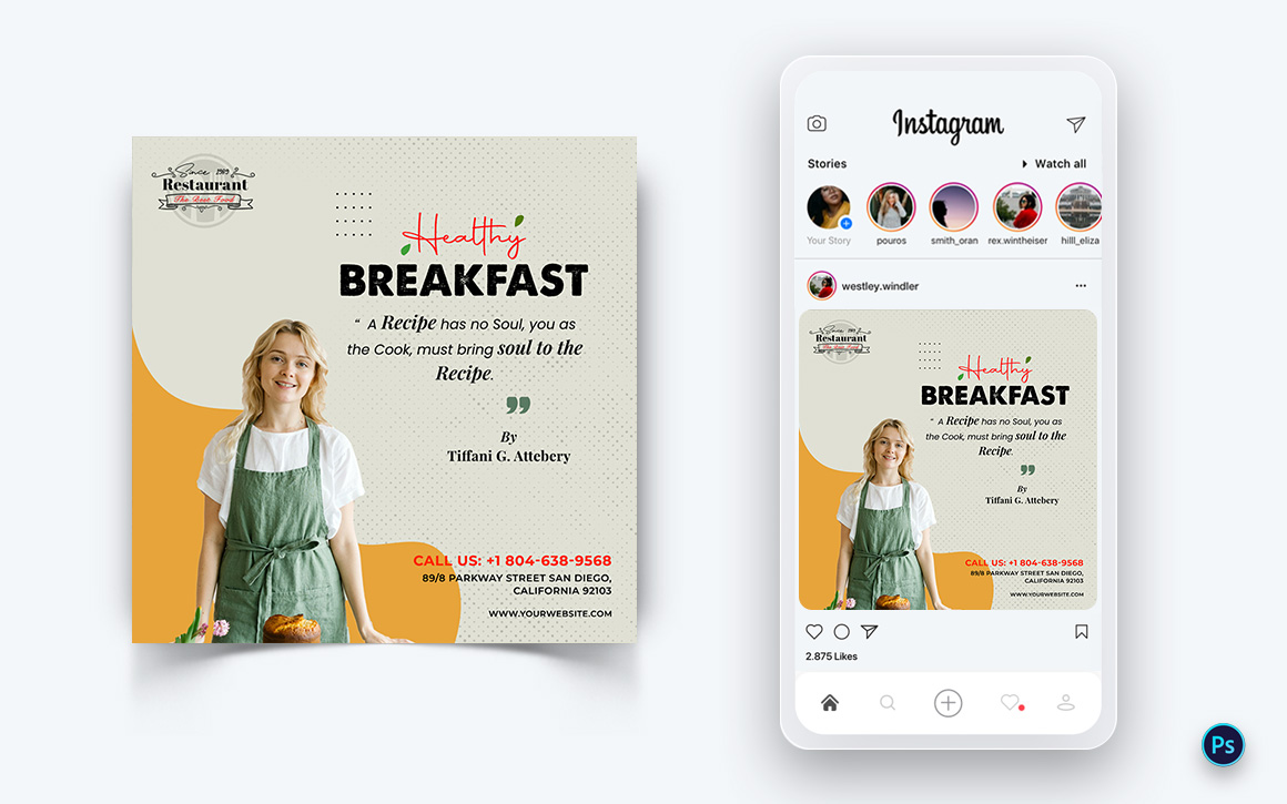 Food and Restaurant Social Media Post Design Template-77