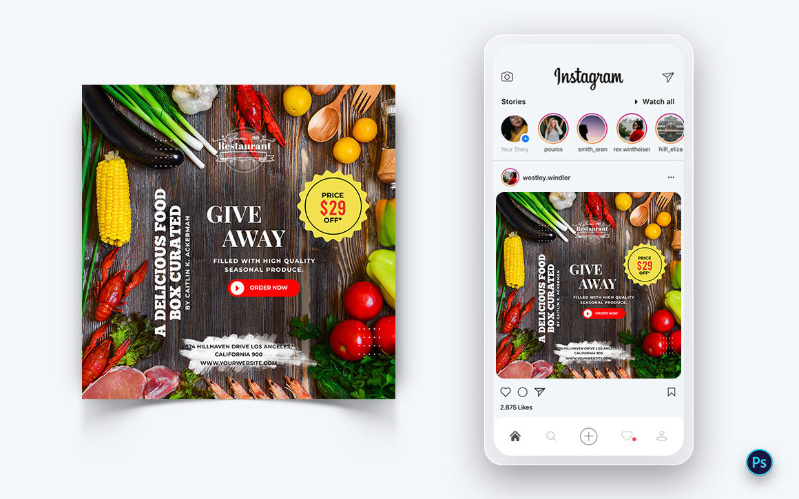 Food and Restaurant Social Media Post Design Template-82