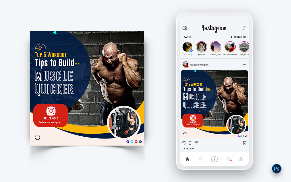 Gym and Fitness Studio Social Media Post Design Template-07