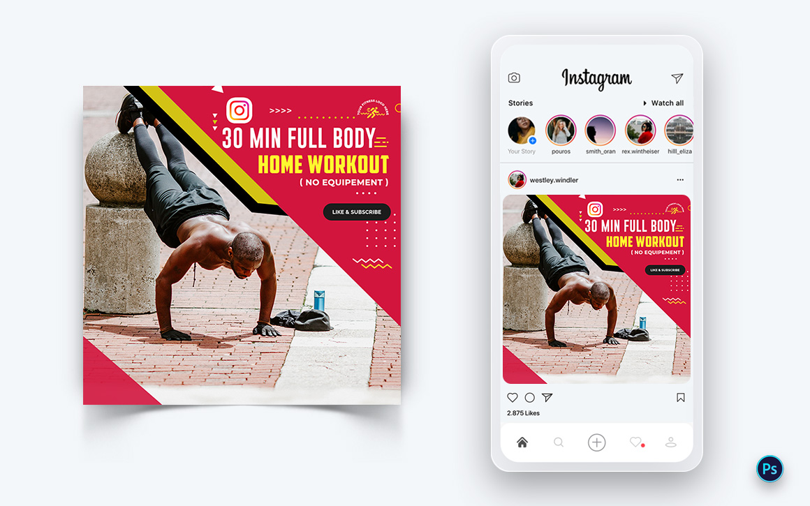 Gym and Fitness Studio Social Media Post Design Template-09