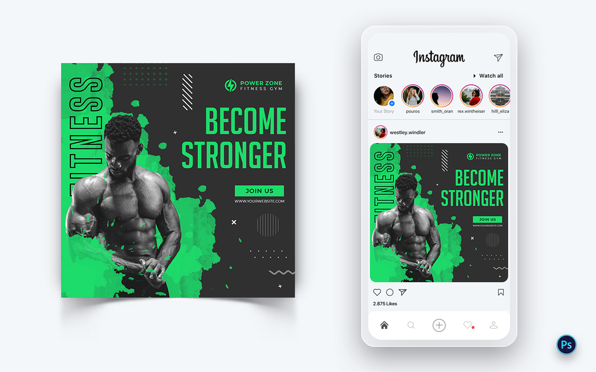 Gym and Fitness Studio Social Media Post Design Template-24