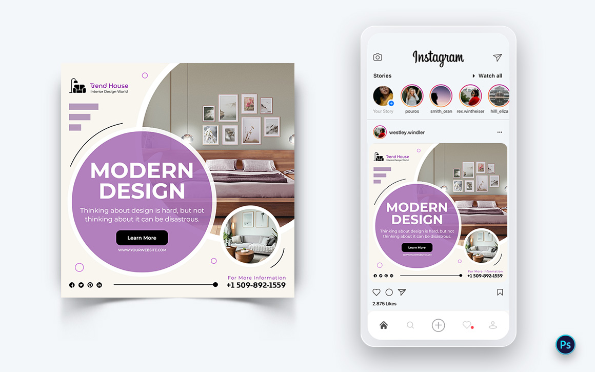 Interior Design and Furniture Social Media Post Design Template-02