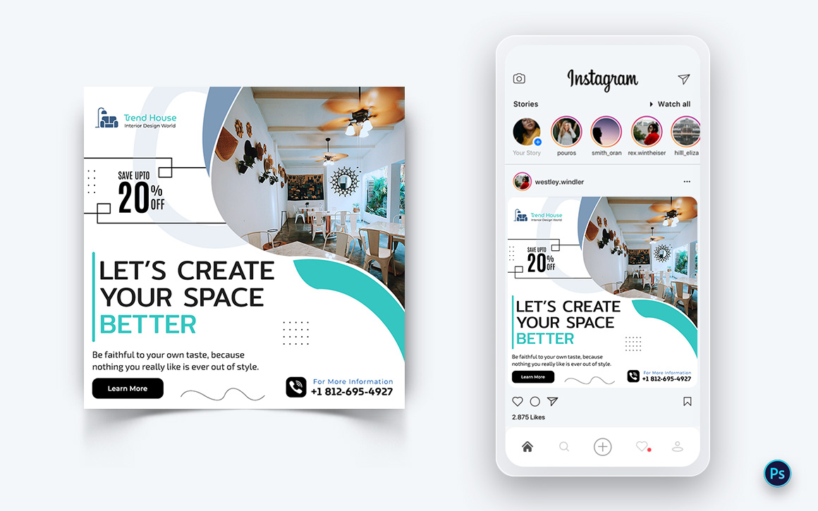 Interior Design and Furniture Social Media Post Design Template-03