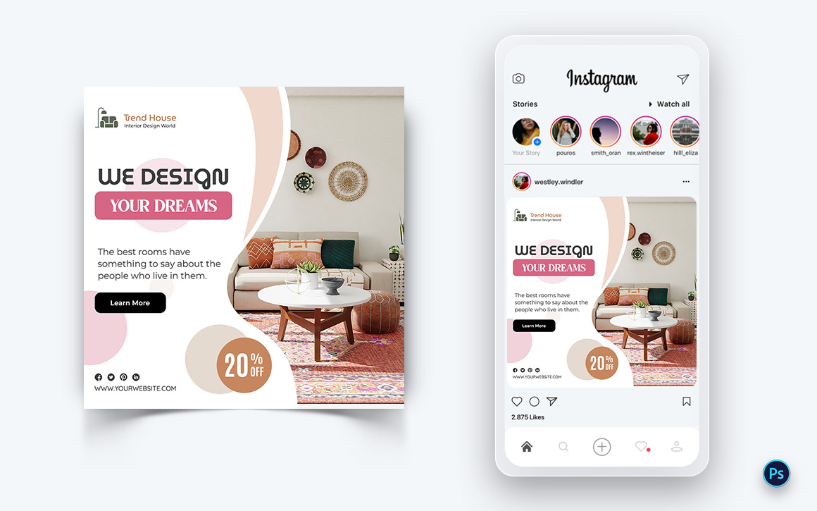 Interior Design and Furniture Social Media Post Design Template-04