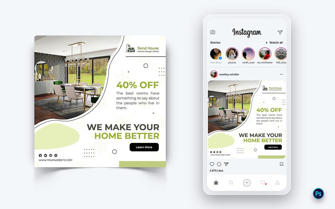 Interior Design and Furniture Social Media Post Design Template-05