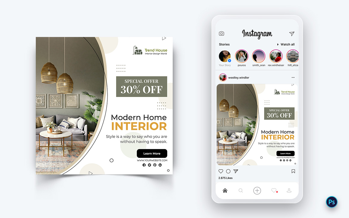 Interior Design and Furniture Social Media Post Design Template-06