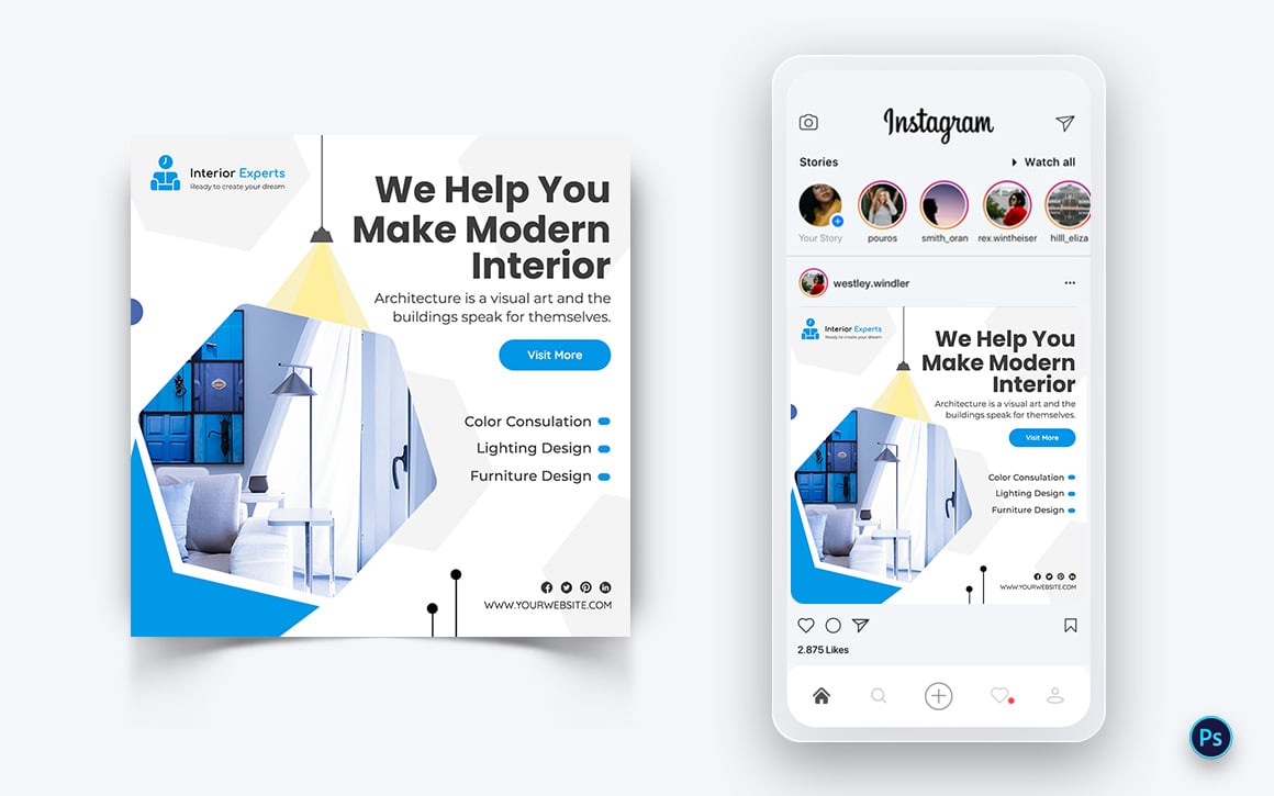 Interior Design and Furniture Social Media Post Design Template-09